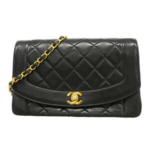 Chanel Diana Chain Shoulder Bag, Lambskin, Black, Women's